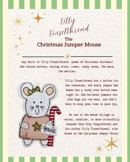 Christmas jumper mouse decoration handmade keepsake ornament
