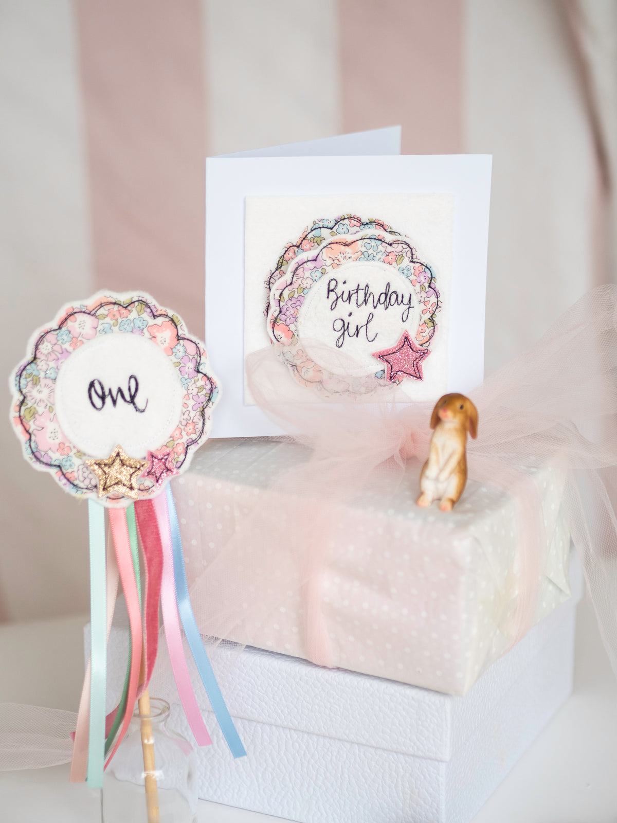 Rosette personalised cake topper flag