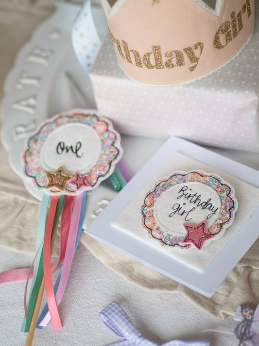 Rosette personalised cake topper flag