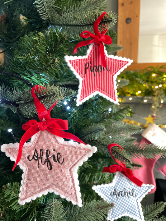 Scallop edge personalised Christmas star decoration