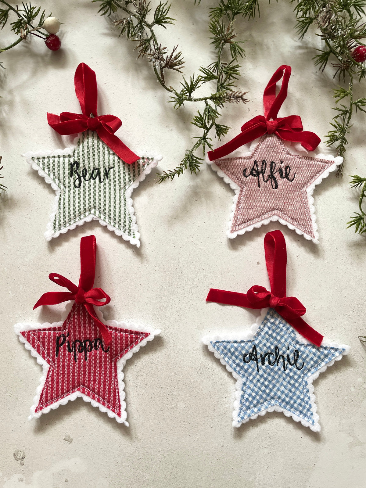Scallop edge personalised Christmas star decoration