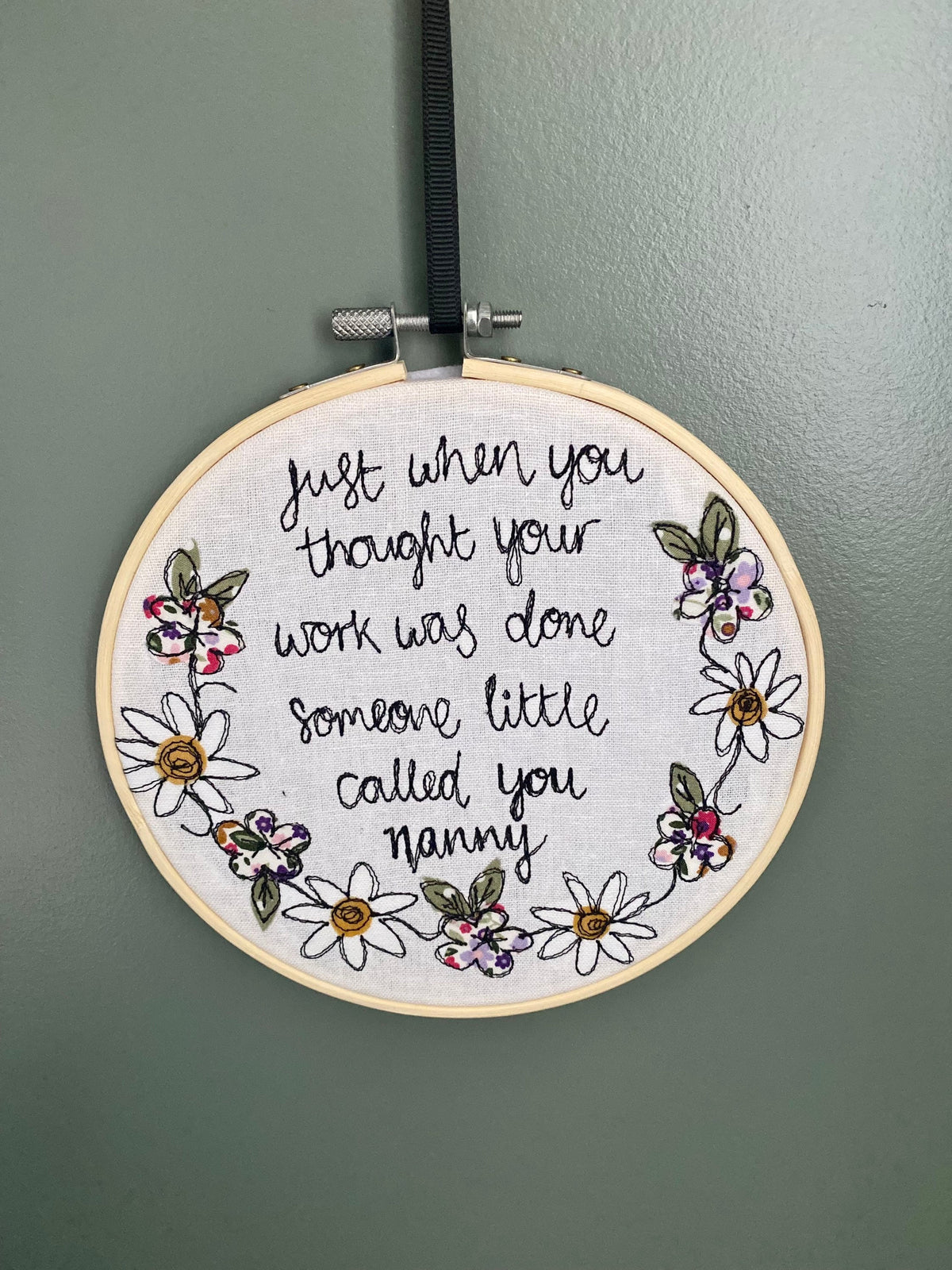 unique mothers day gift Someone little called you nanny freehand embroidered decorative hanging hoop