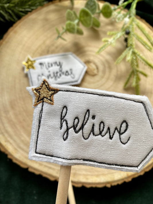 Believe christmas cake topper decorative christmas flag