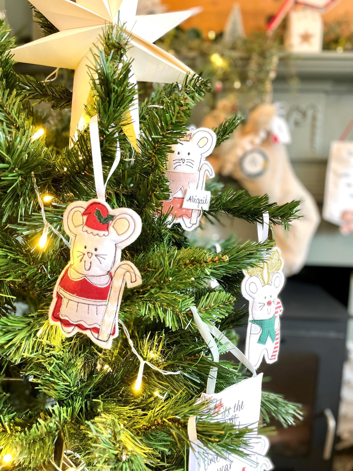 Mrs Christmas mouse personalised decoration