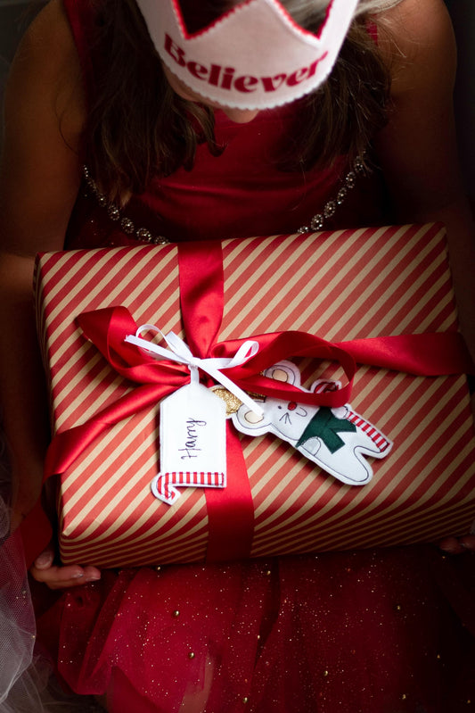 Personalised present tag place name christmas decoration flag