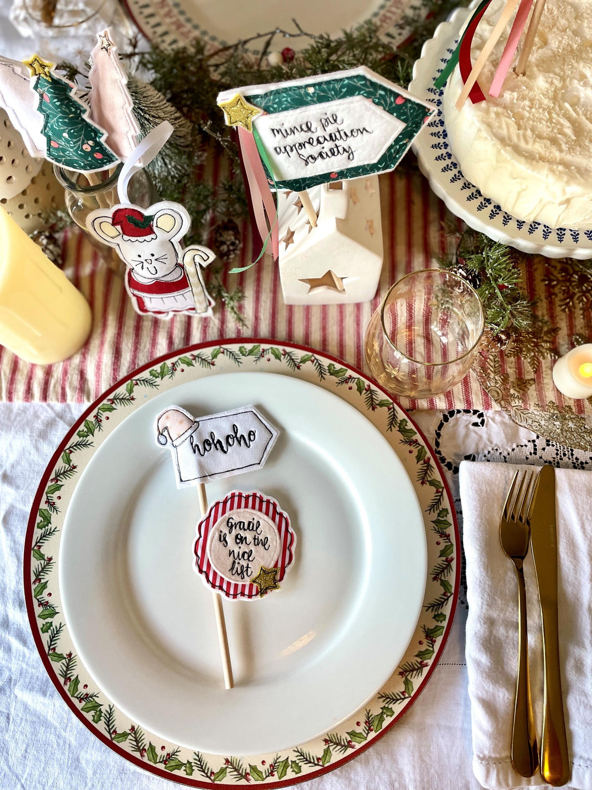Mince Pie Appreciation Society cake topper flag decoration