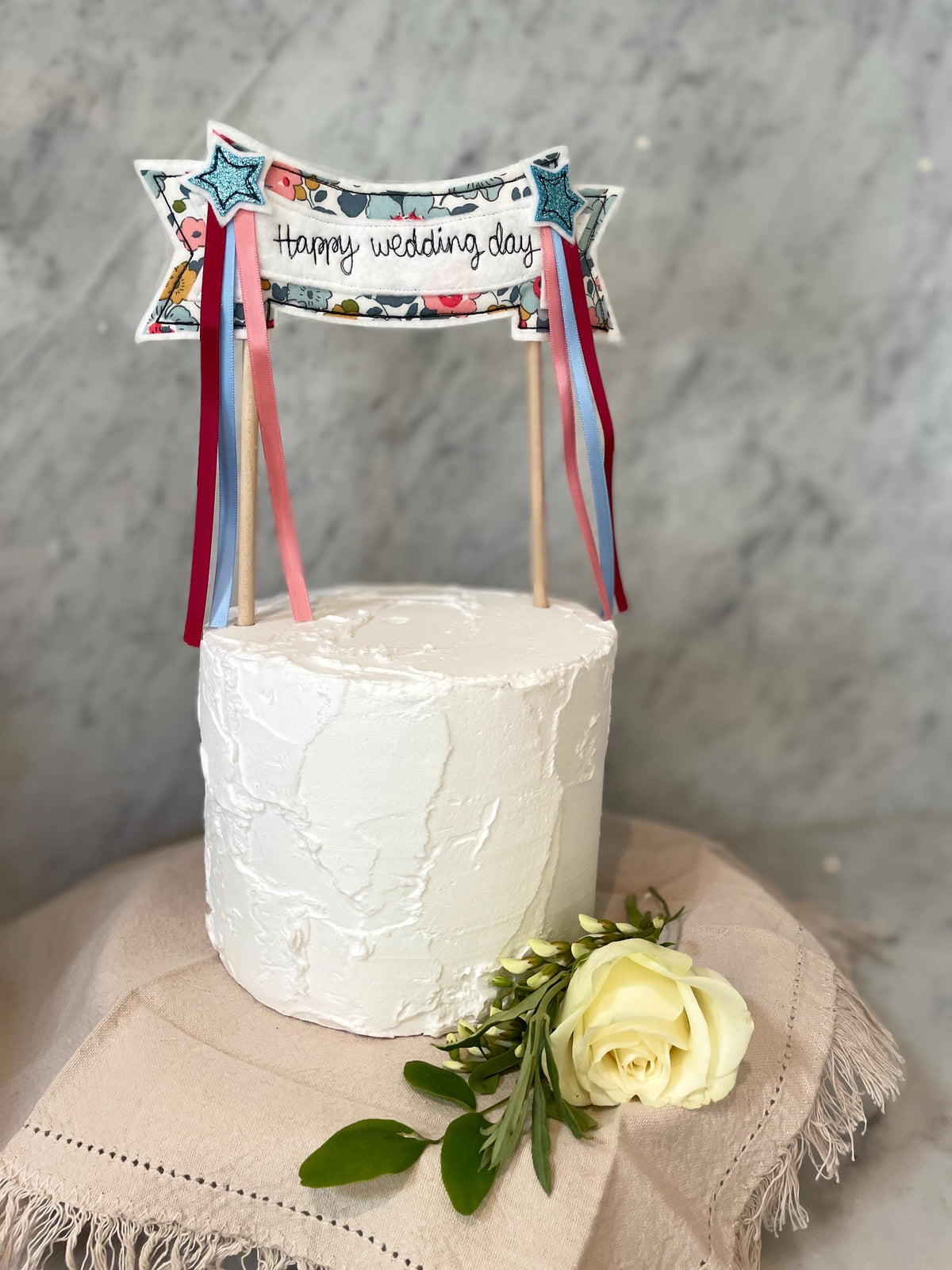 Embroidered Wedding Cake Topper | Bespoke Wedding Cake | Personalised Wedding Cake Topper | Custom Wedding Cake Topper | Custom Cake Banner