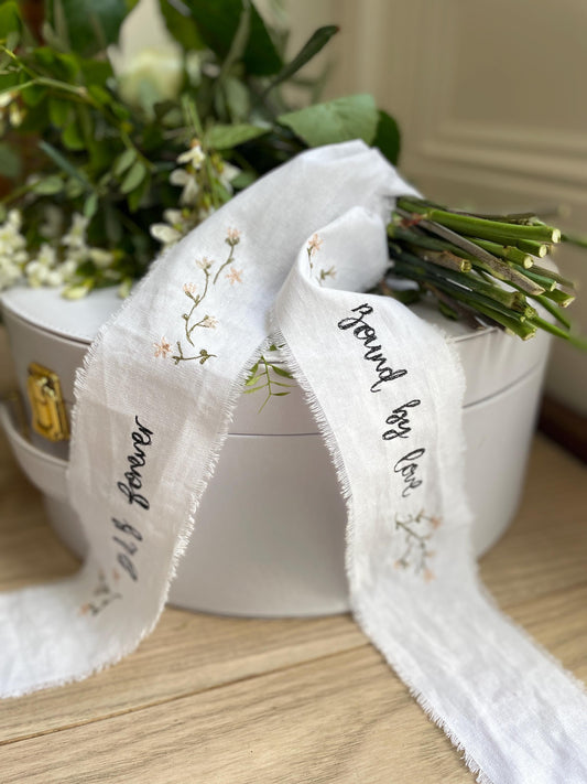 Bespoke Embroidered Bouquet Ribbon Wedding Bouquet Ribbon