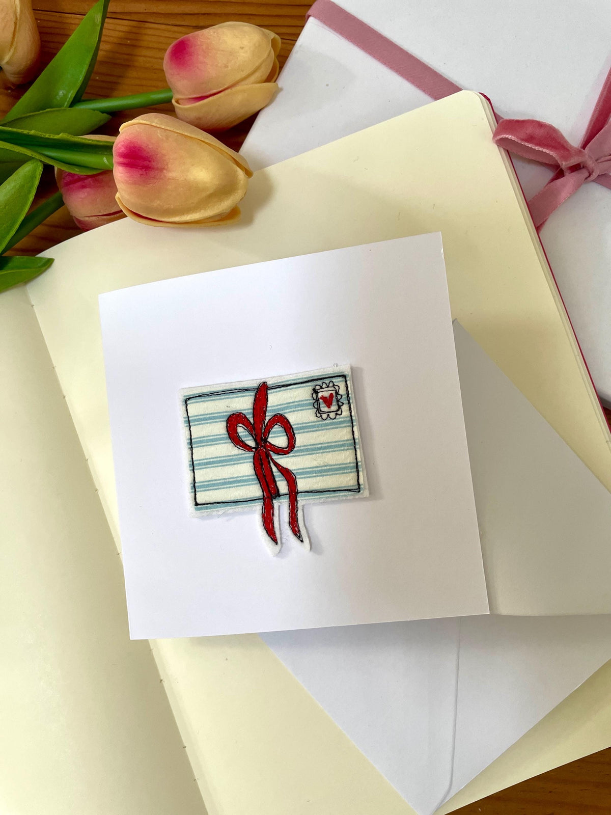Embroidered love letter valentines card