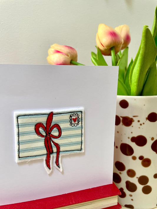 Embroidered love letter valentines card
