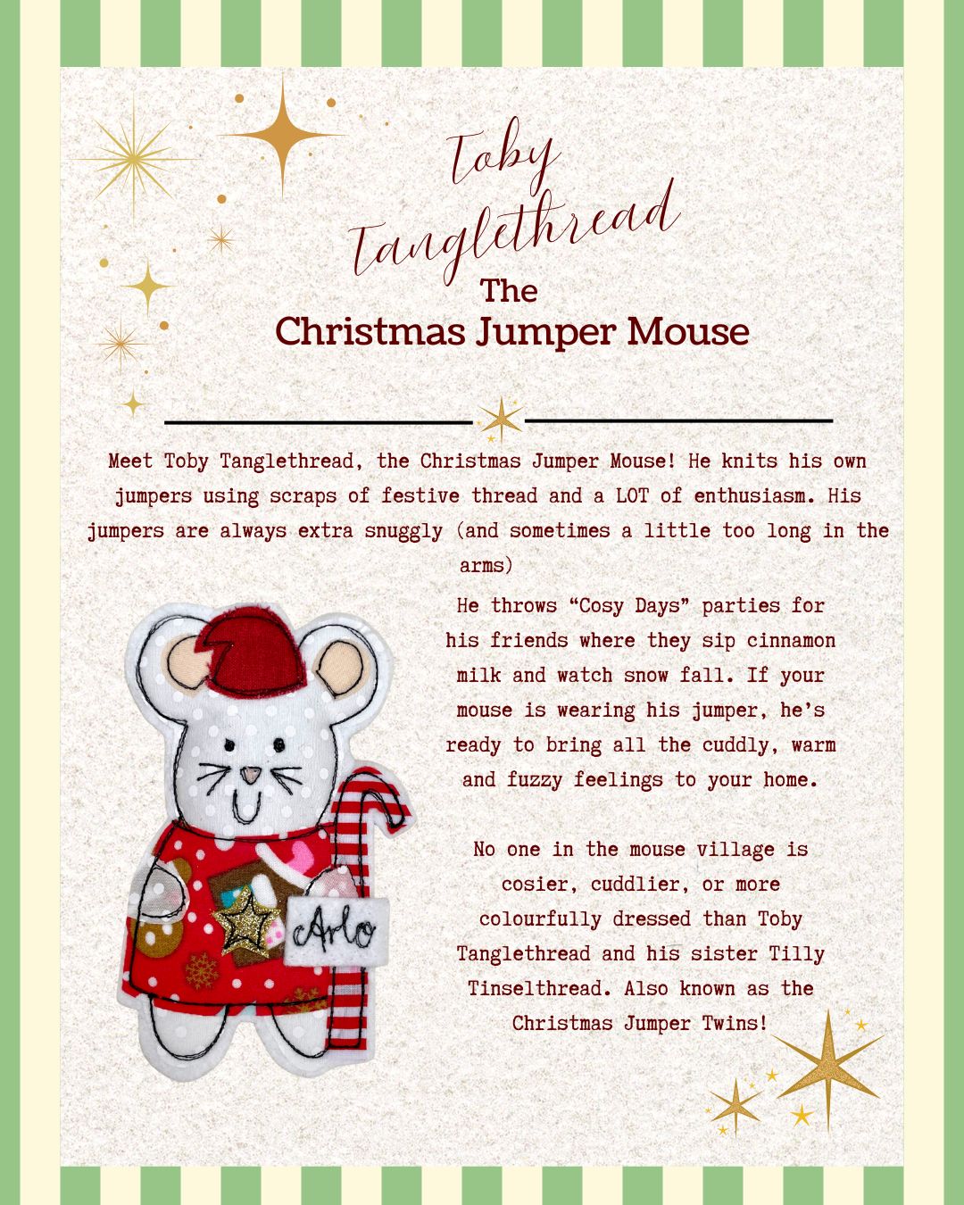 Christmas jumper mouse decoration handmade keepsake ornament