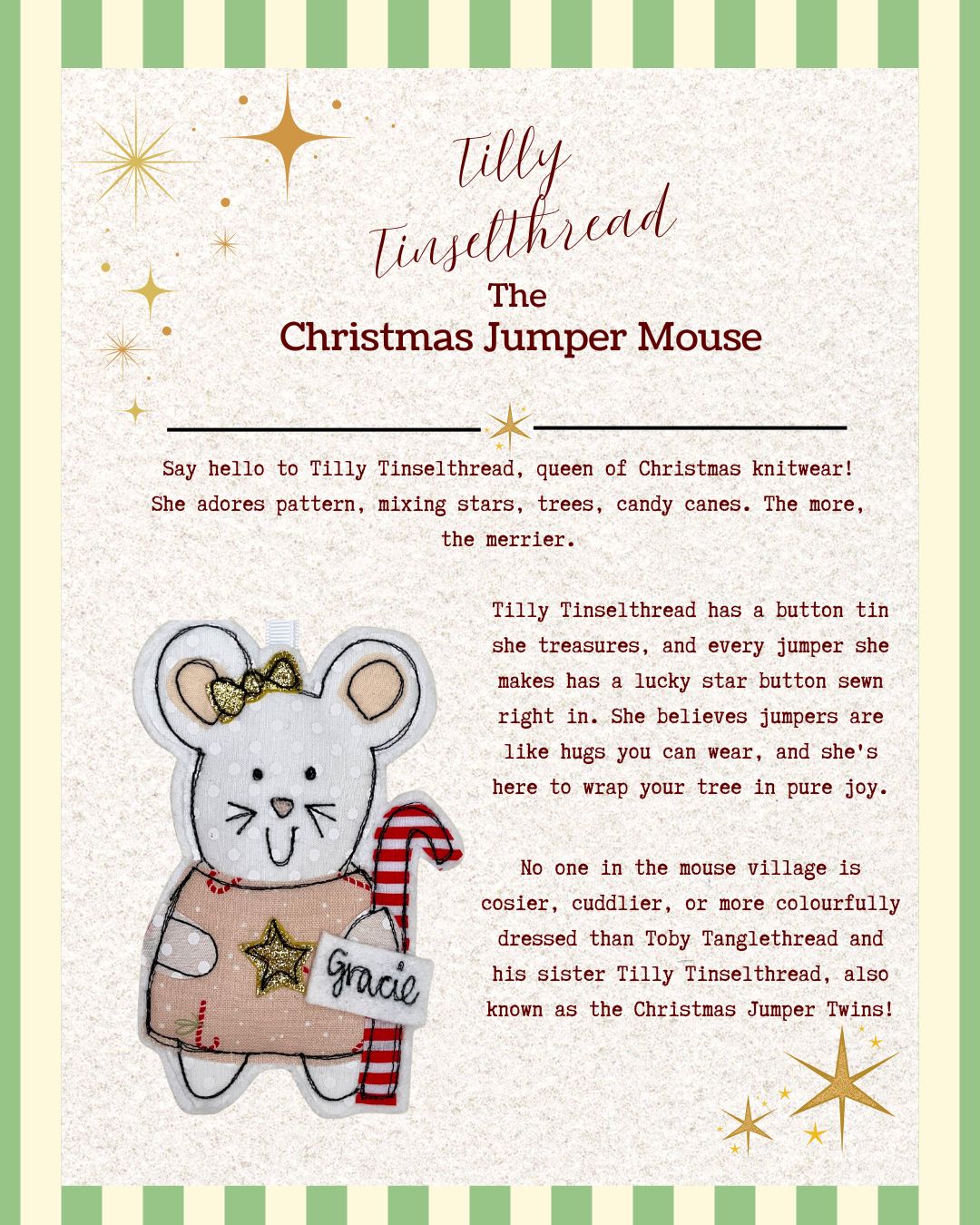 Christmas jumper mouse decoration handmade keepsake ornament