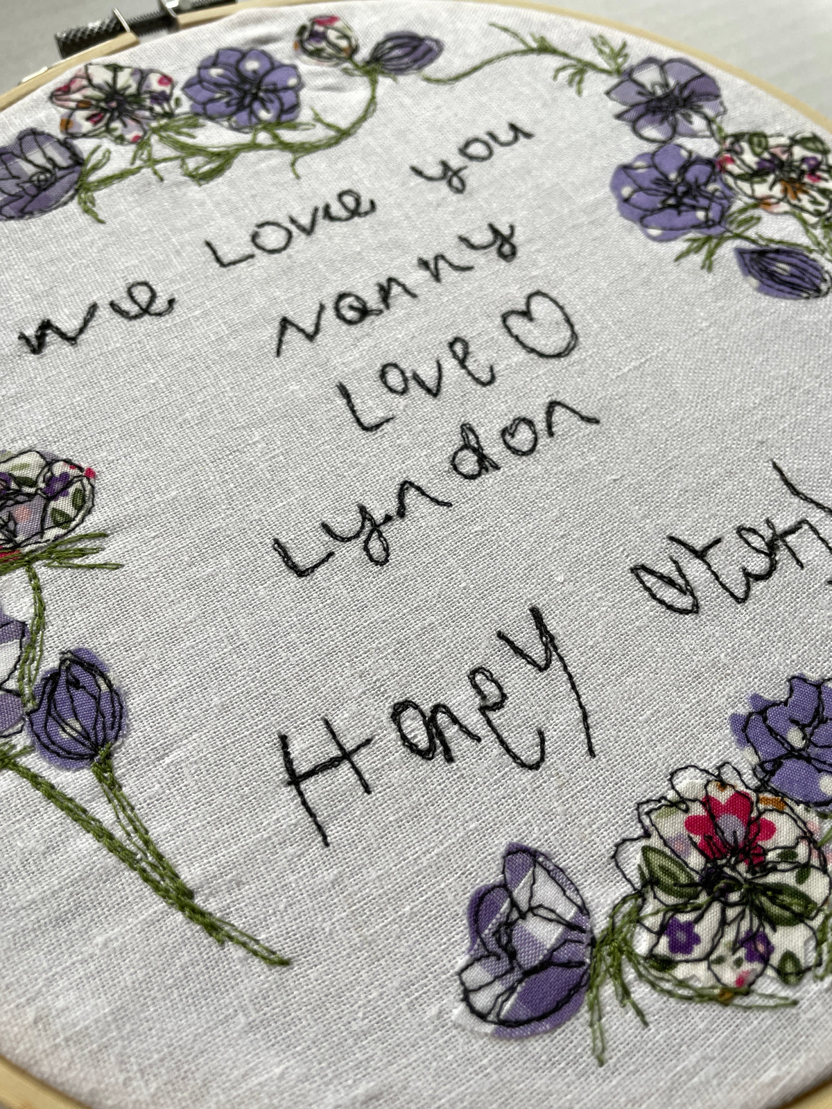 Personalised Handwriting Embroidery Hoop | Hand-Stitched Keepsake Gift for Nanny, Grandad or Mum