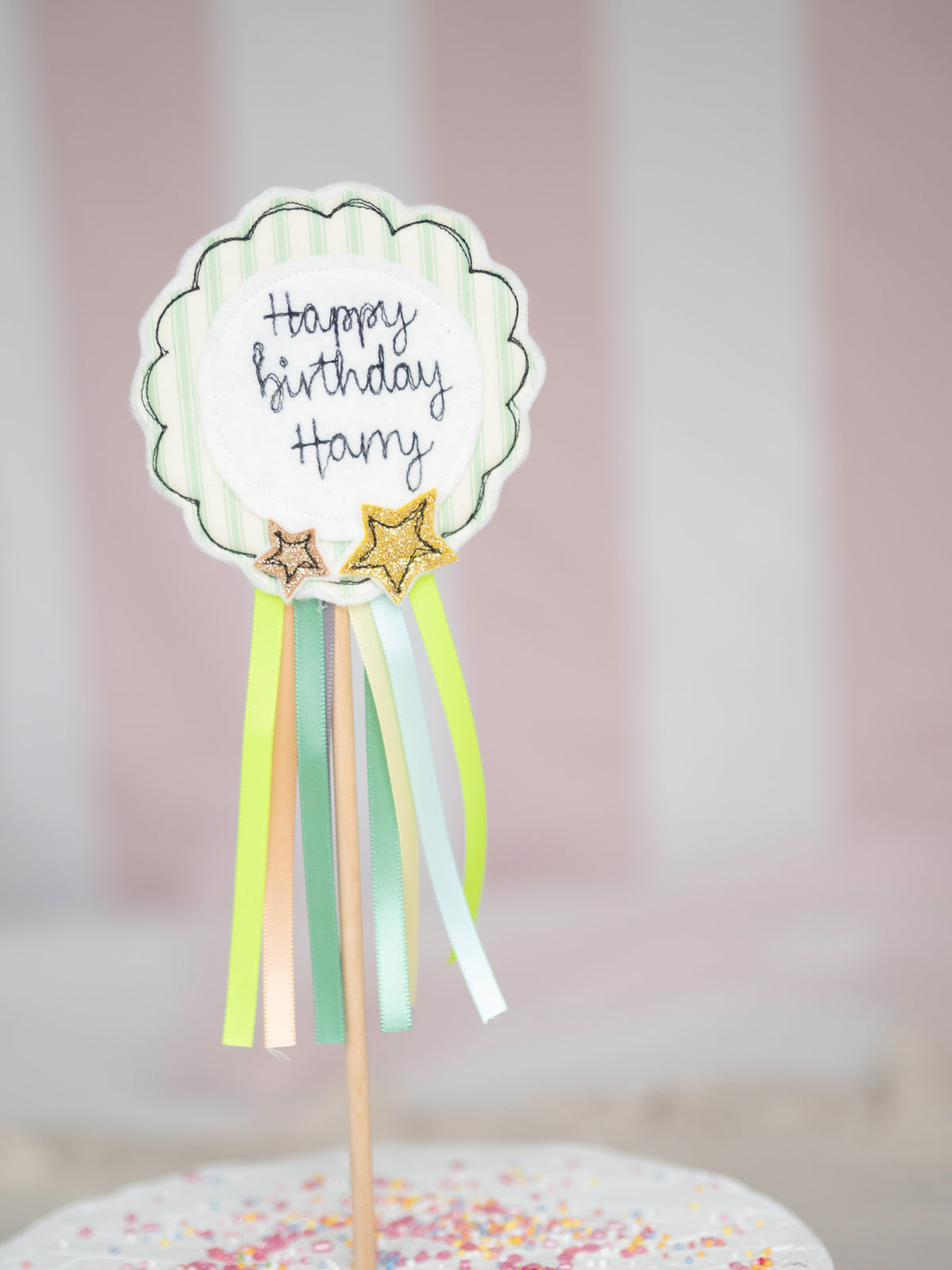 Rosette personalised cake topper flag