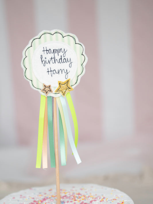 Rosette personalised cake topper flag