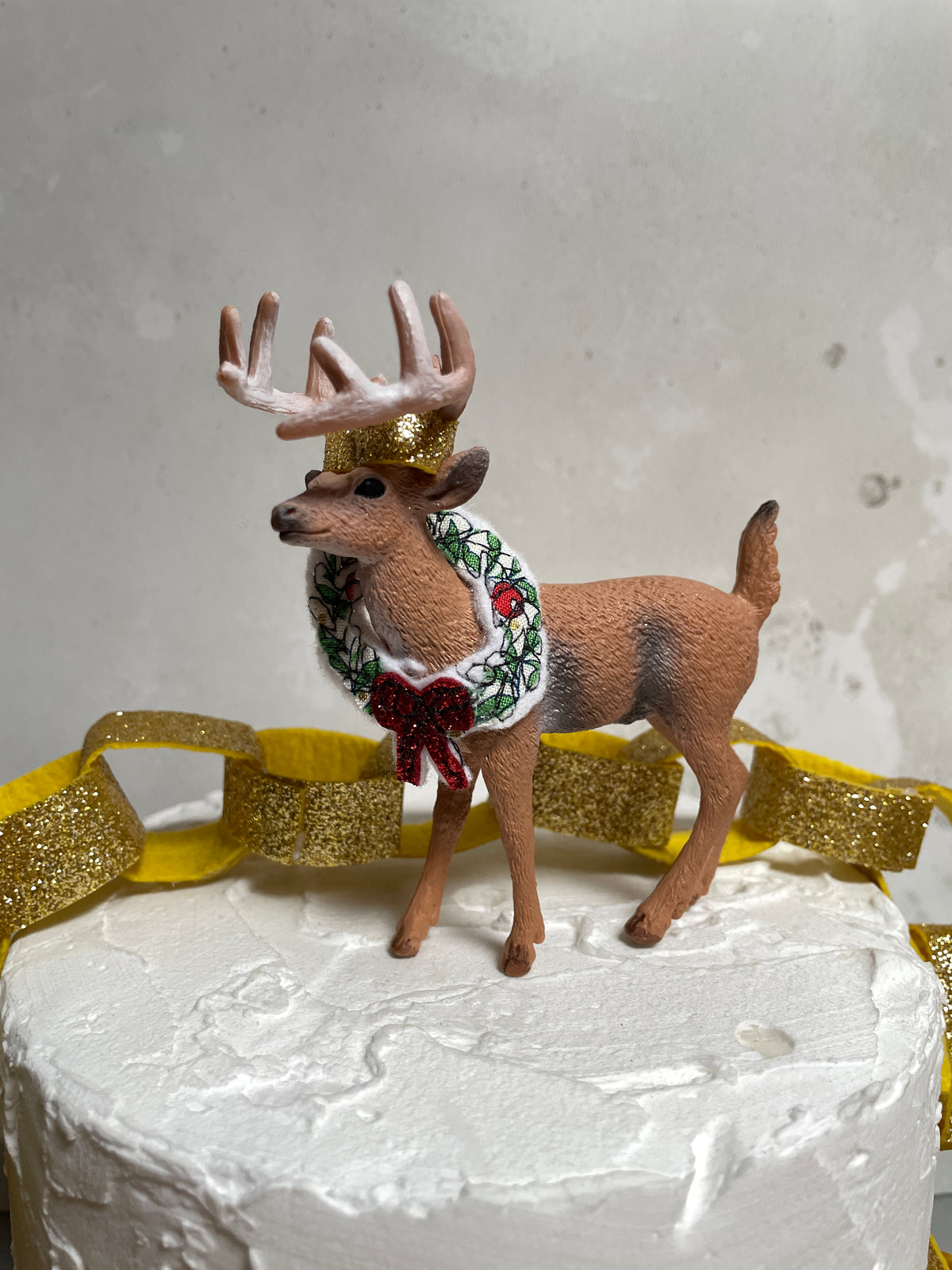 Christmas cake topper deer figurine