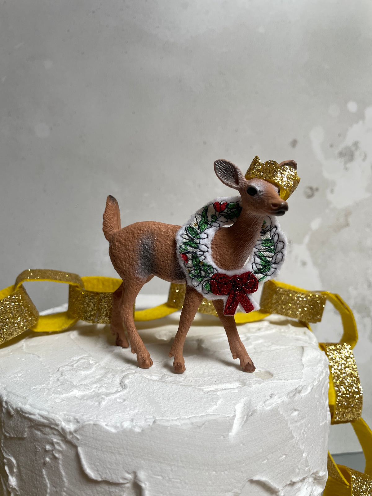 Christmas cake topper deer figurine
