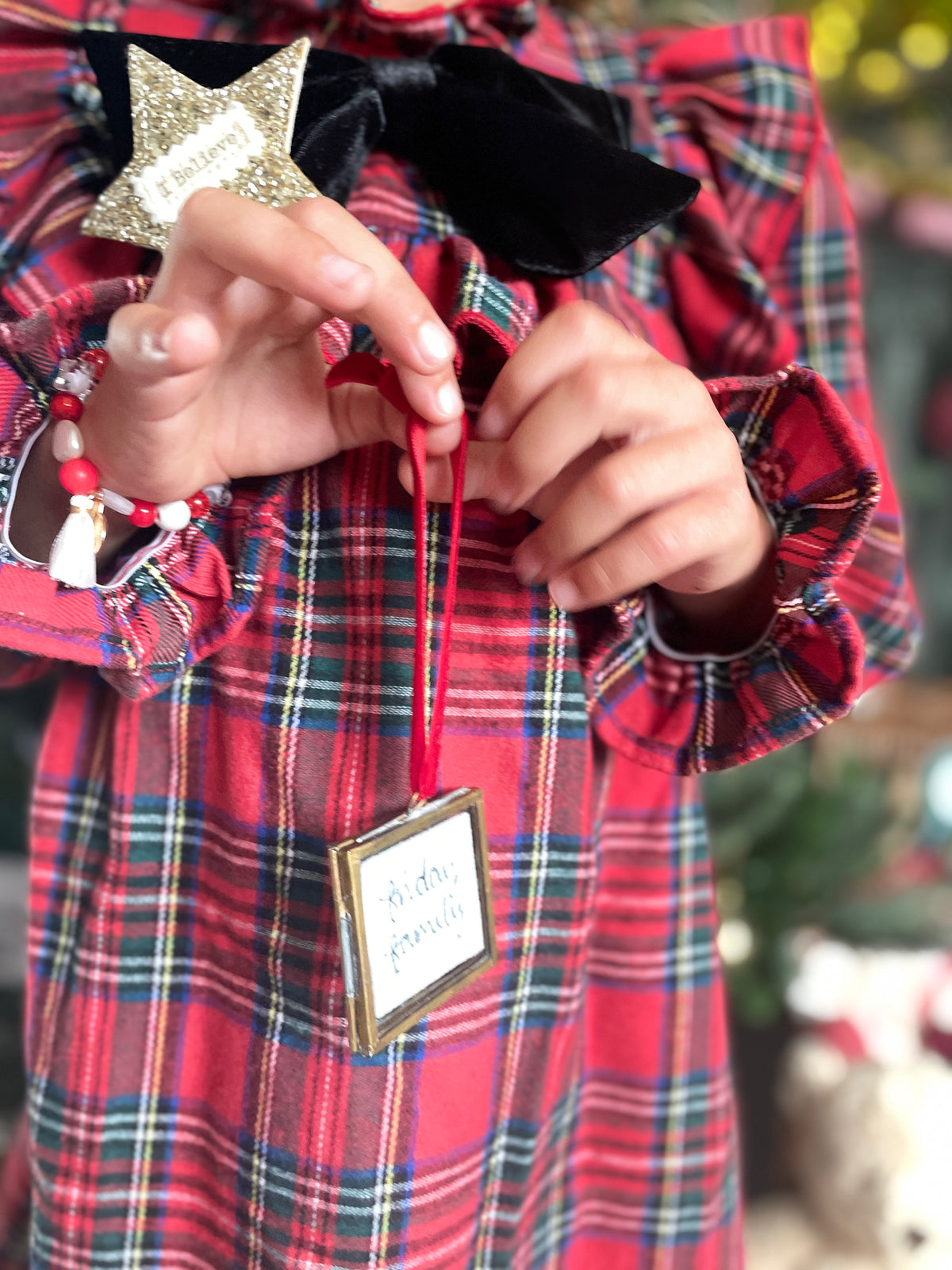 Mini brass personalised Christmas frame decoration