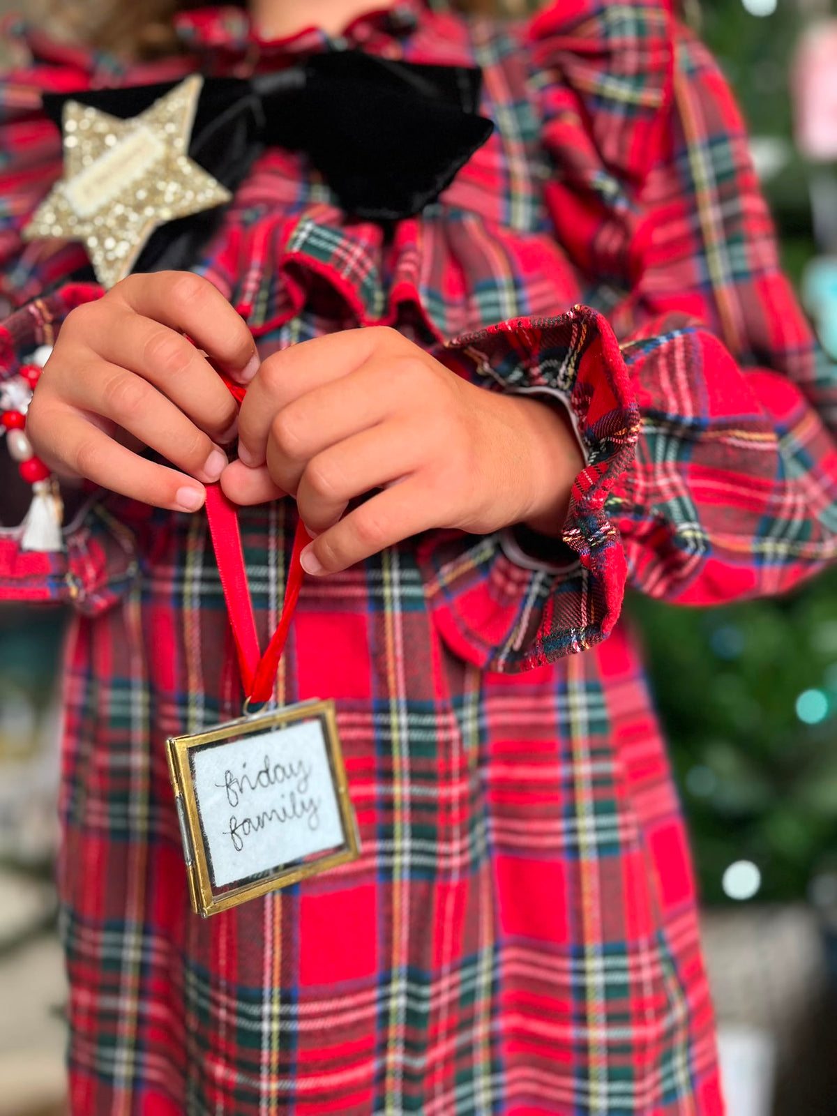 Mini brass personalised Christmas frame decoration