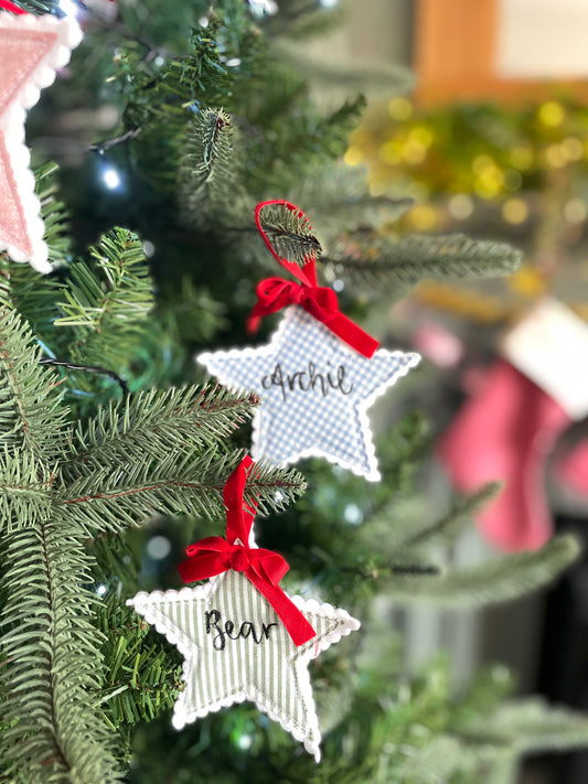 Scallop edge personalised Christmas star decoration