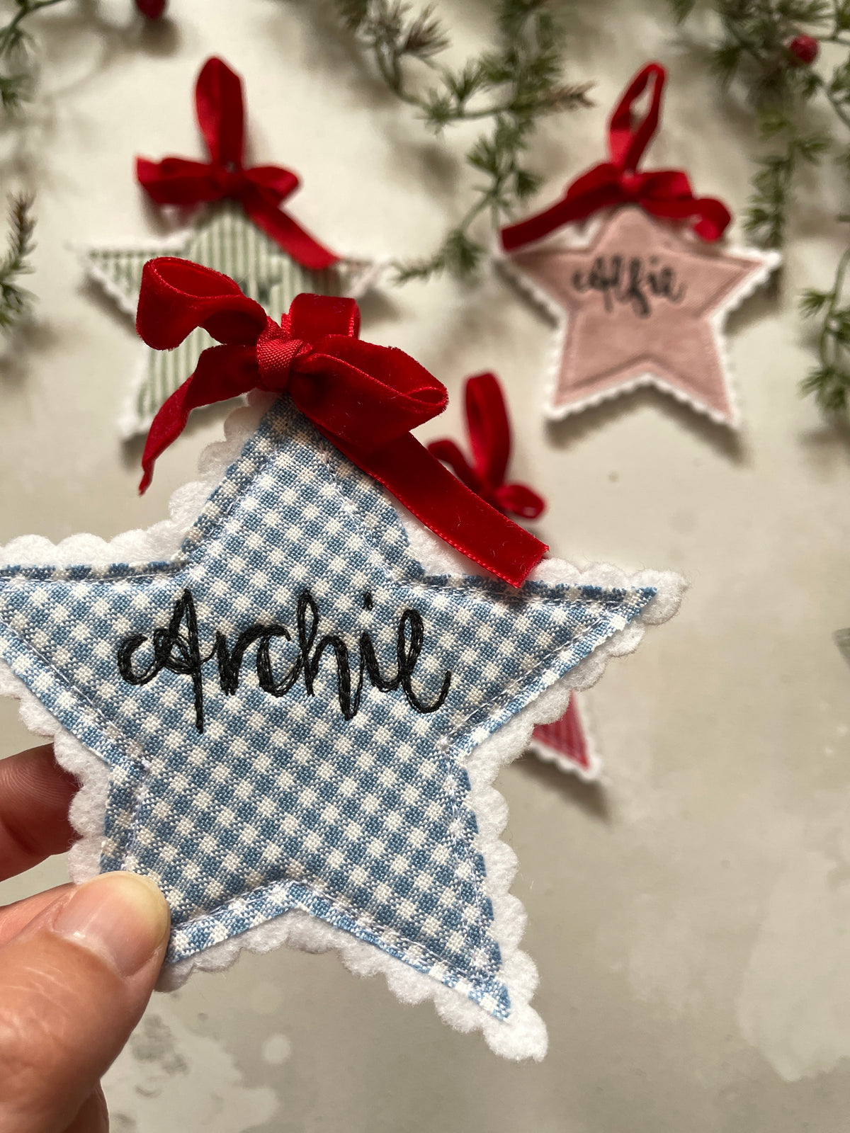 Scallop edge personalised Christmas star decoration