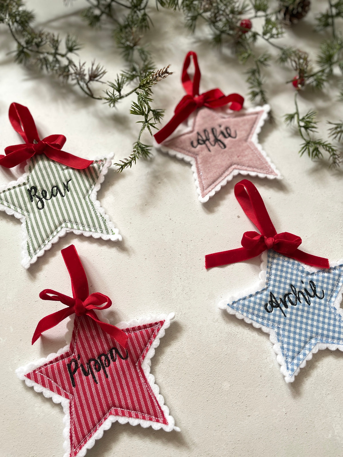 Scallop edge personalised Christmas star decoration