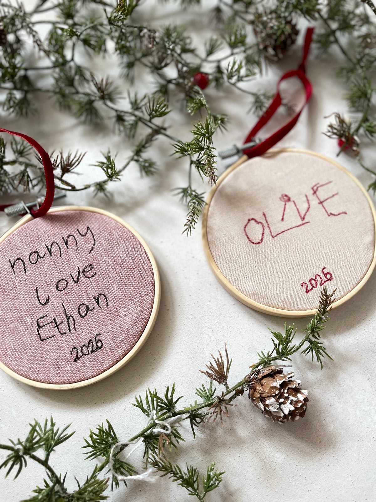 Personalised keepsake handwriting christmas decoration
