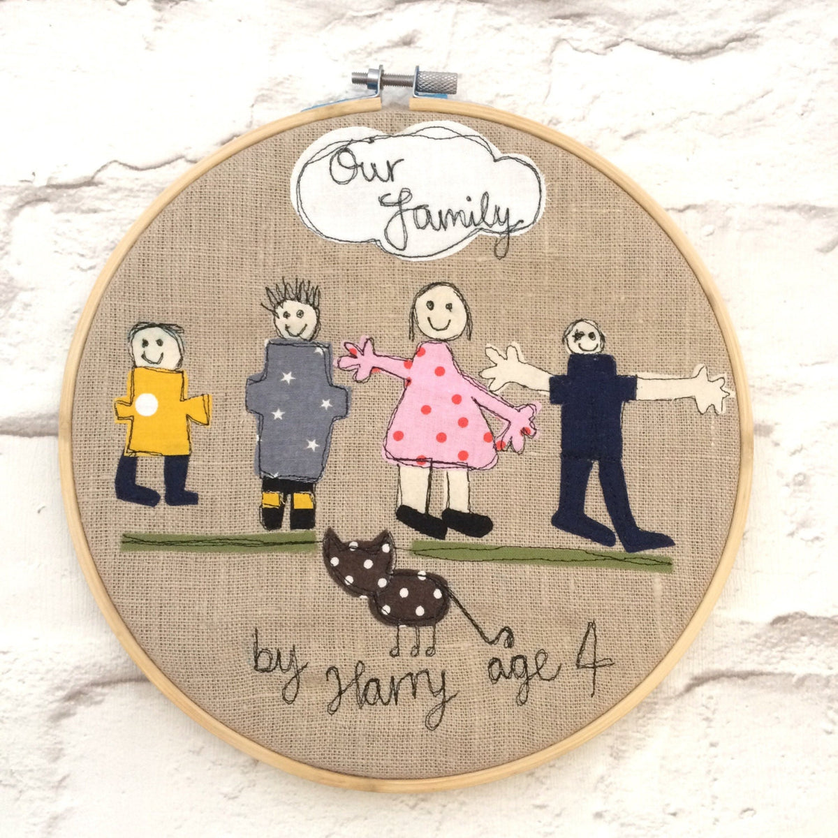 Embroidered childs drawing keepsake hoop