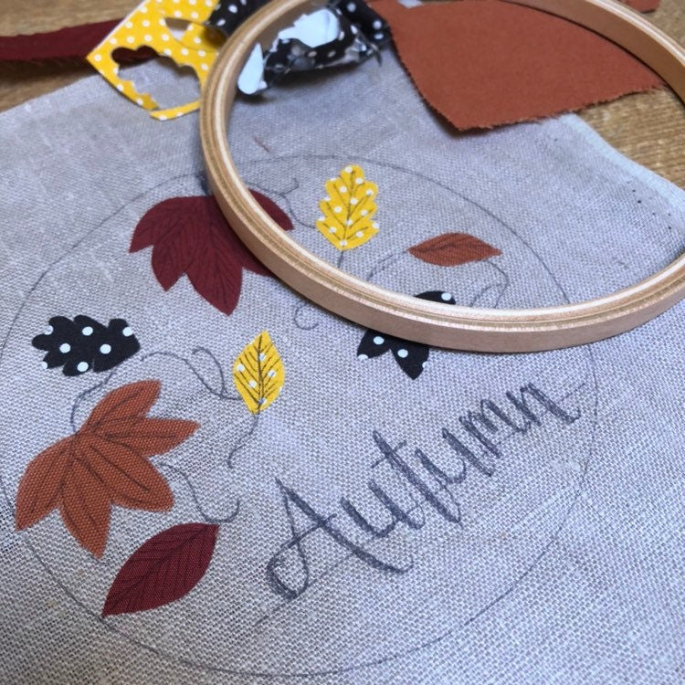 Embroidered autumn decorative hanging hoop