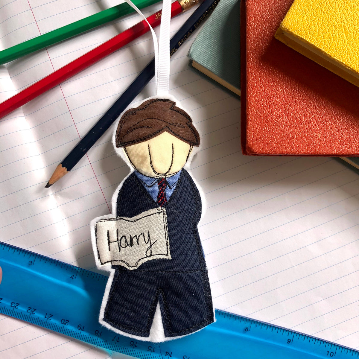 Back to school keepsake freehand embroidered hanging decoration