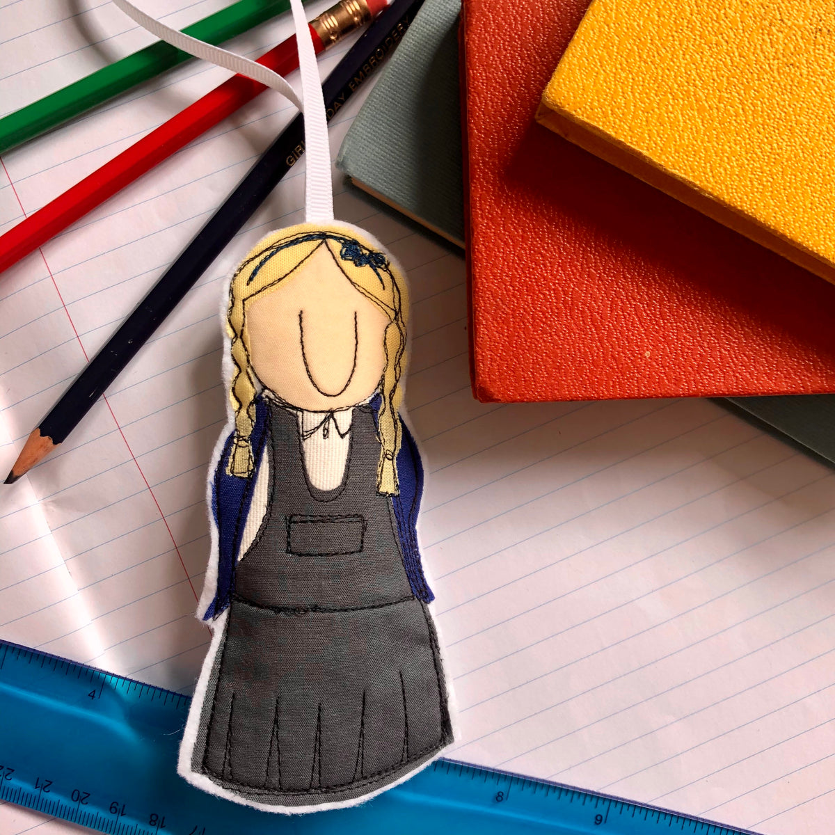 Back to school keepsake freehand embroidered hanging decoration