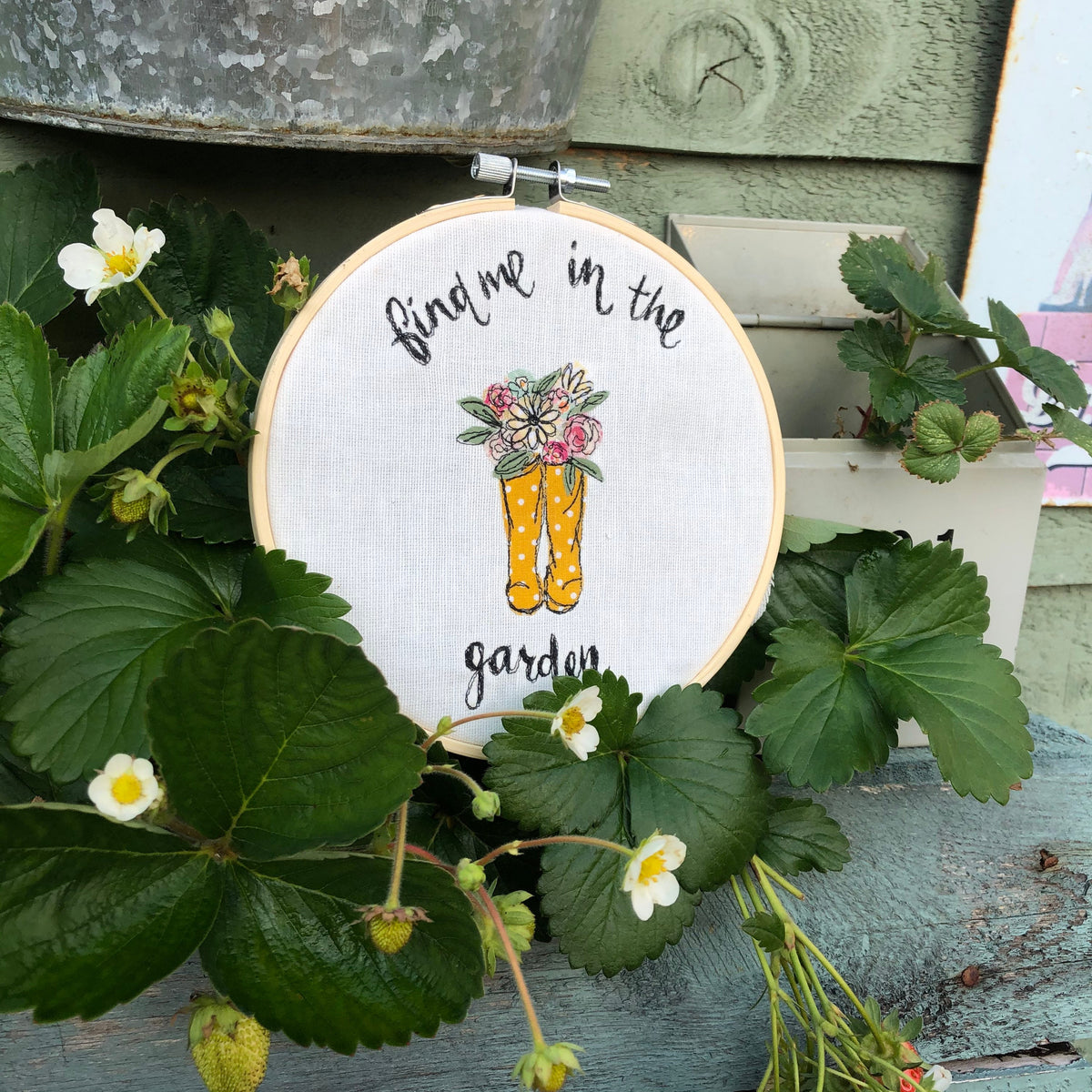 Yellow wellies garden hoop gardener gift garden lover