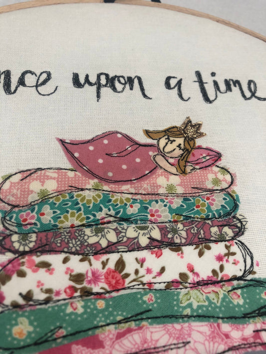 Princess and the pea freehand embroidered decorative hanging hoop