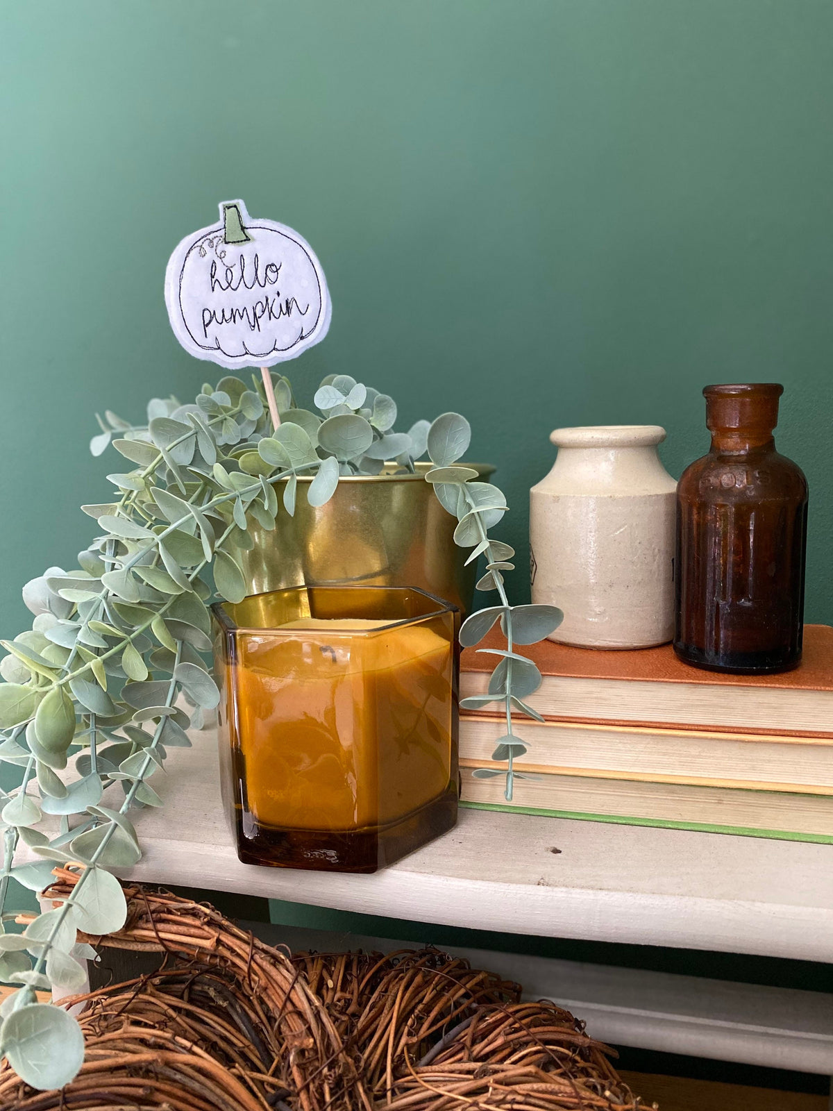 Pumpkin pick plant decoration with words