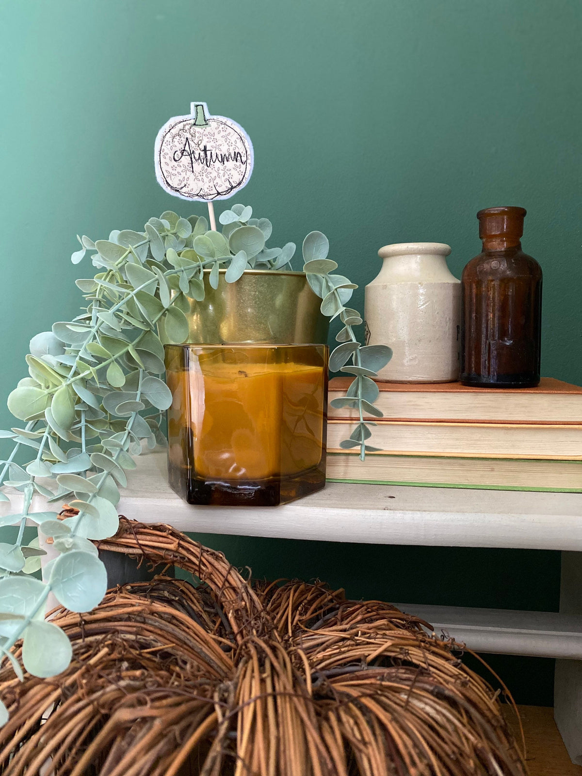 Pumpkin pick plant decoration with words