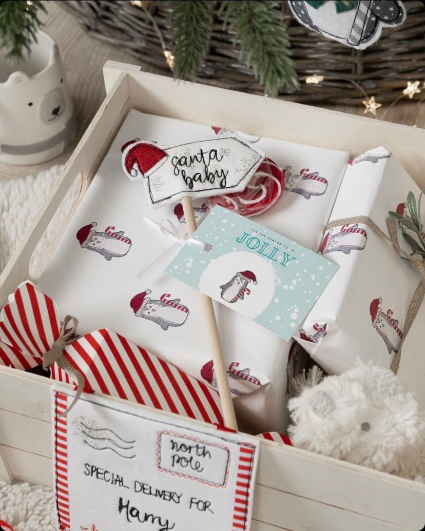 Santa baby flag cake topper christmas cake