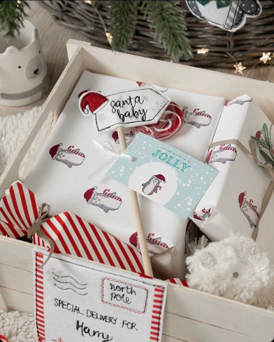 Santa baby flag cake topper christmas cake