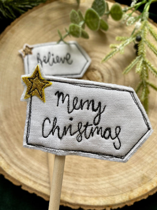 Merry Christmas cake topper flag christmas decoration flag