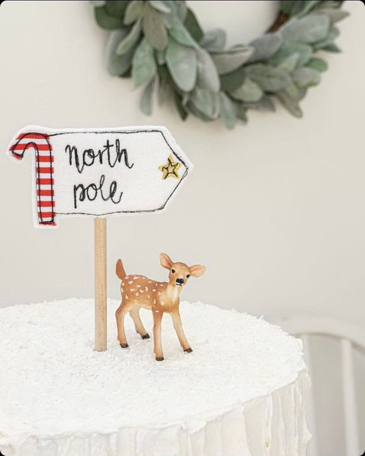 North Pole Christmas cake topper christmas flag