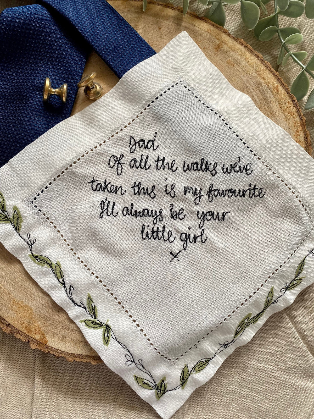 Embroidered keepsake handkerchief wedding father of bride