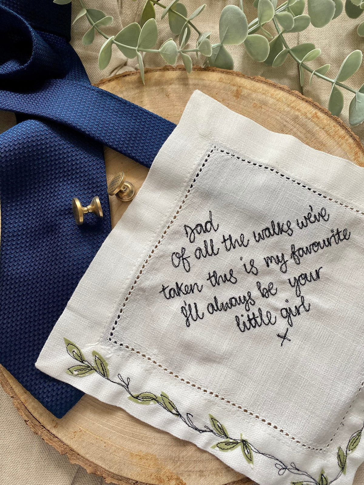 Embroidered keepsake handkerchief wedding father of bride