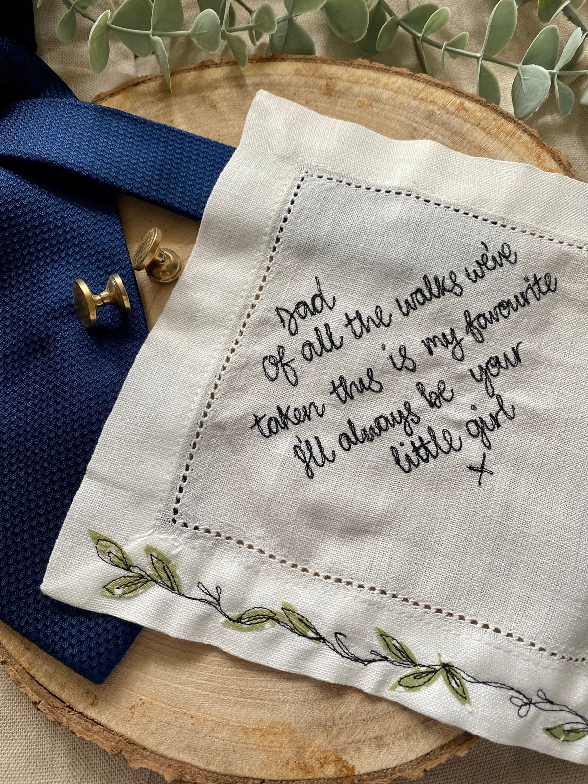 Embroidered keepsake handkerchief wedding father of bride