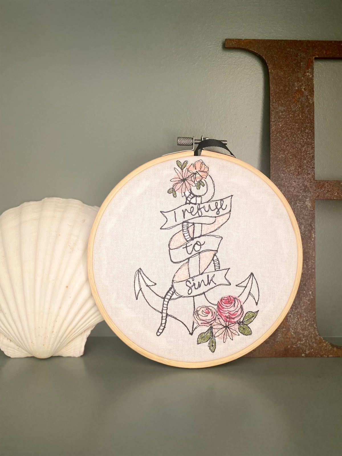 Refuse to sink embroidered hanging hoop