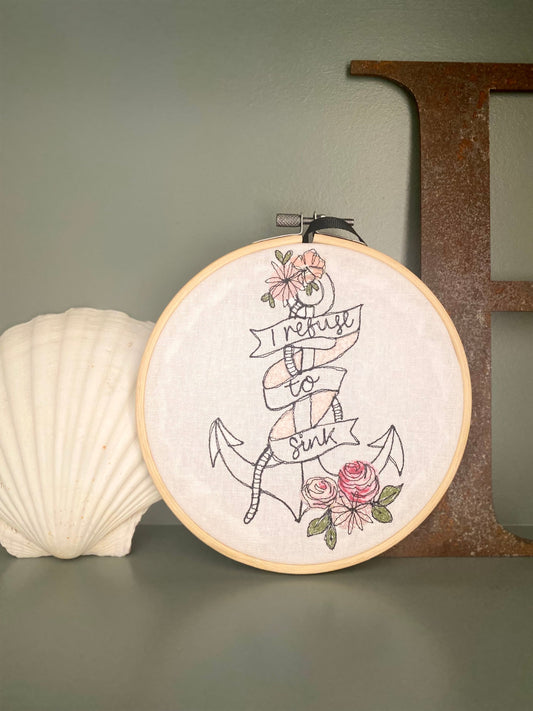 Refuse to sink embroidered hanging hoop