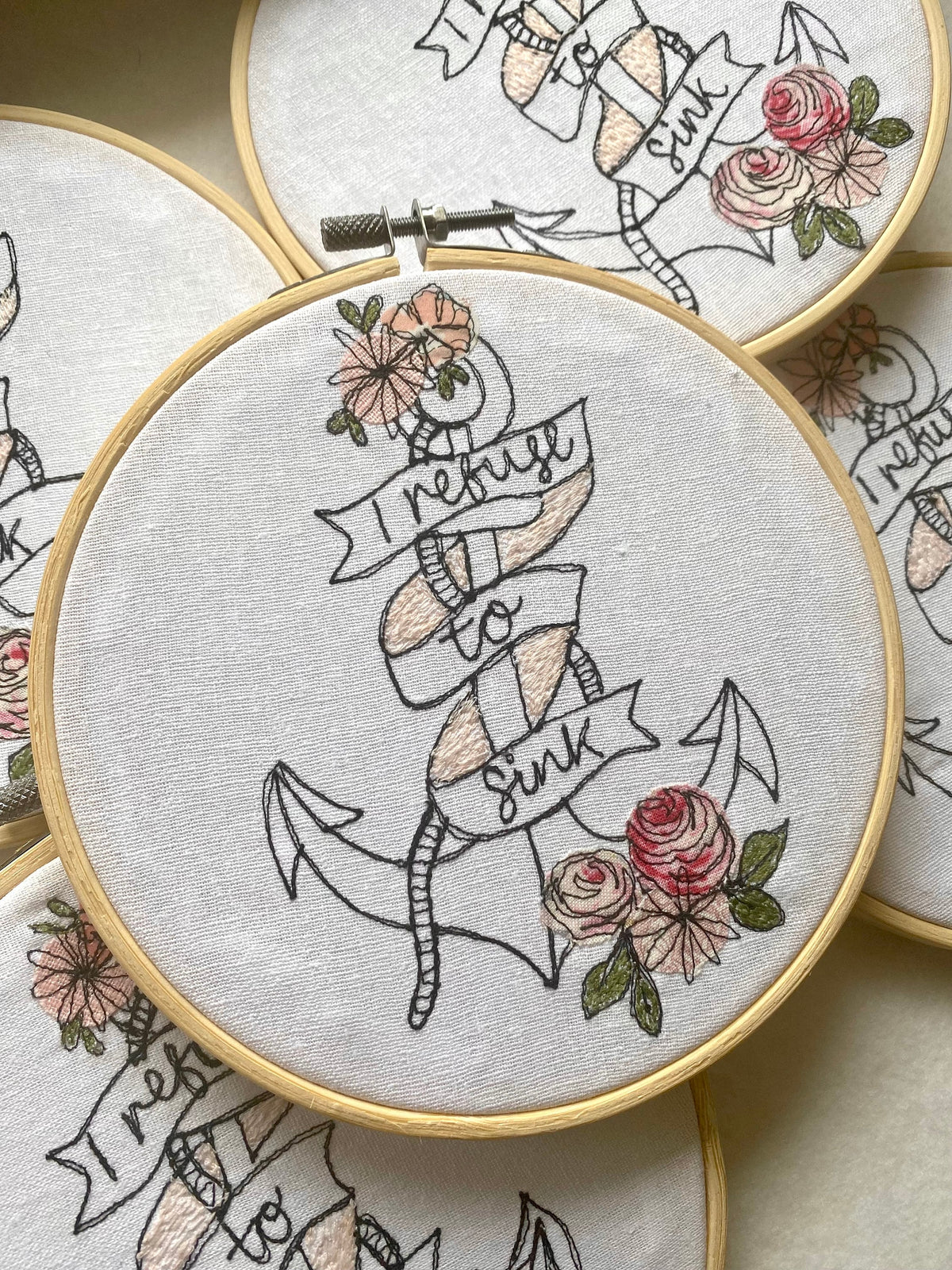 Refuse to sink embroidered hanging hoop
