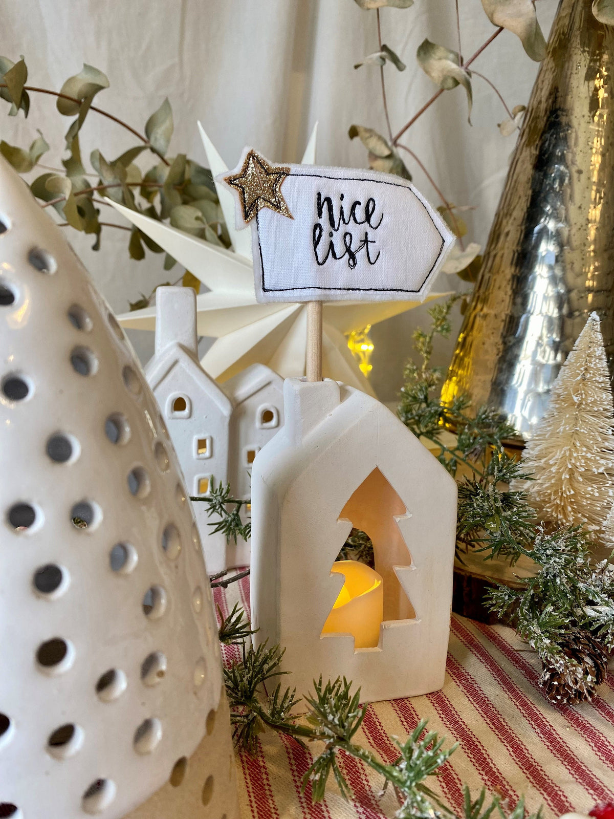 Nice list cake topper flag christmas decoration flag