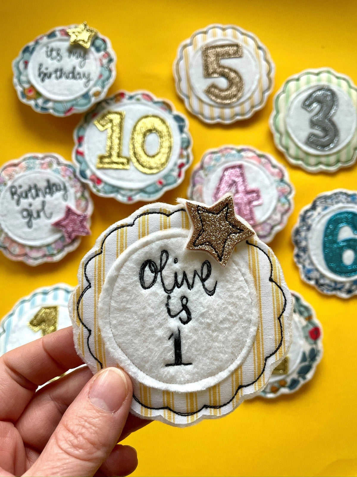 Personalised Birthday Age Badge and Card. First Birthday Card and Badge. Birthday Badge. Handmade Birthday Badge. 40th Birthday Badge.