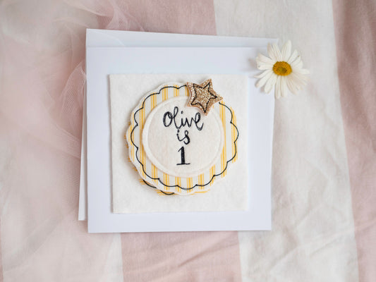 Personalised Birthday Age Badge and Card. First Birthday Card and Badge. Birthday Badge. Handmade Birthday Badge. 40th Birthday Badge.