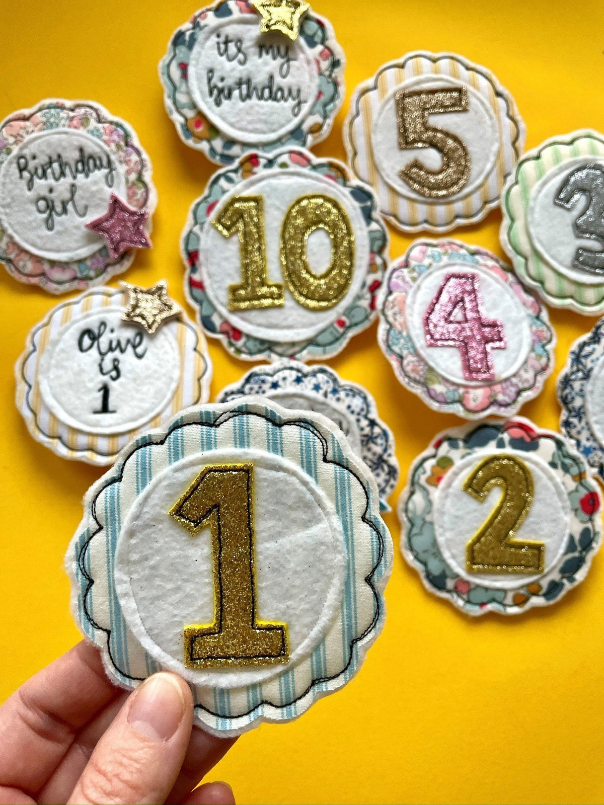 Personalised Birthday Age Badge and Card. First Birthday Card and Badge. Birthday Badge. Handmade Birthday Badge. 40th Birthday Badge.