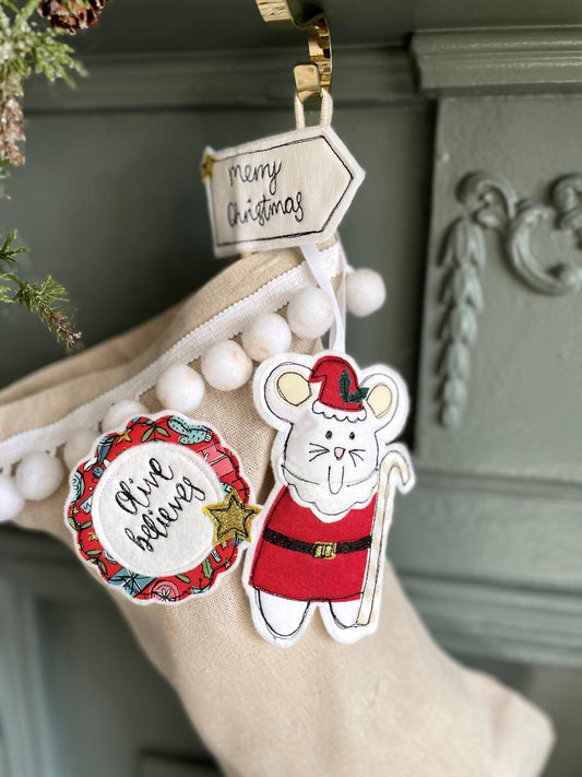 Father Christmas mouse personalised decoration